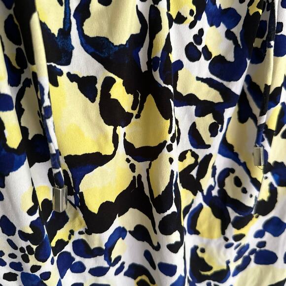 Liz Claiborne Leopard Print Blouse Petite Small, Blue, Yellow, Black - Picture 3 of 6